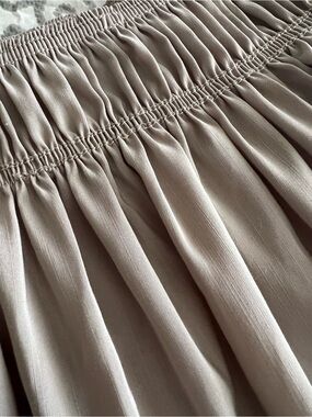 Smocked King Sized Long Drape Bed Skirt - Taupe